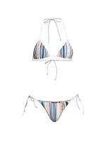 Metallic Stripe String Bikini