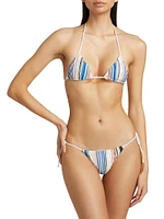 Metallic Stripe String Bikini