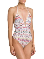 Zigzag Halterneck One-Piece Swimsuit