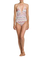 Zigzag Halterneck One-Piece Swimsuit