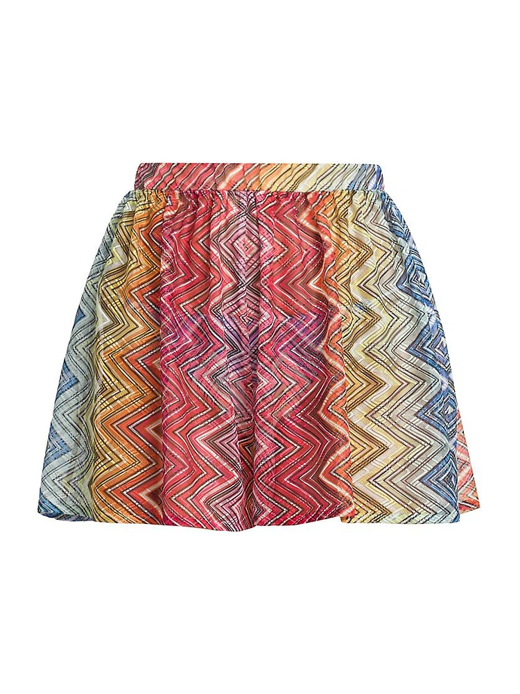 Elasticized Knit Zigzag Shorts