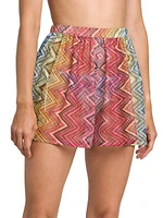 Elasticized Knit Zigzag Shorts