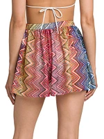 Elasticized Knit Zigzag Shorts