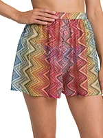 Elasticized Knit Zigzag Shorts