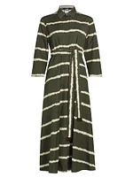 Olanda Tie-Dye Stripe Cotton Shirtdress