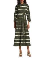 Olanda Tie-Dye Stripe Cotton Shirtdress