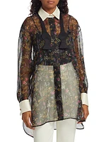 Marocco Sheer Floral Silk Shirt