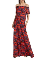 Yasin Off-the-Shoulder Tie-Dye Gown