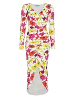 Tatangela Floral Ruched Midi-Dress