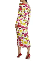 Tatangela Floral Ruched Midi-Dress