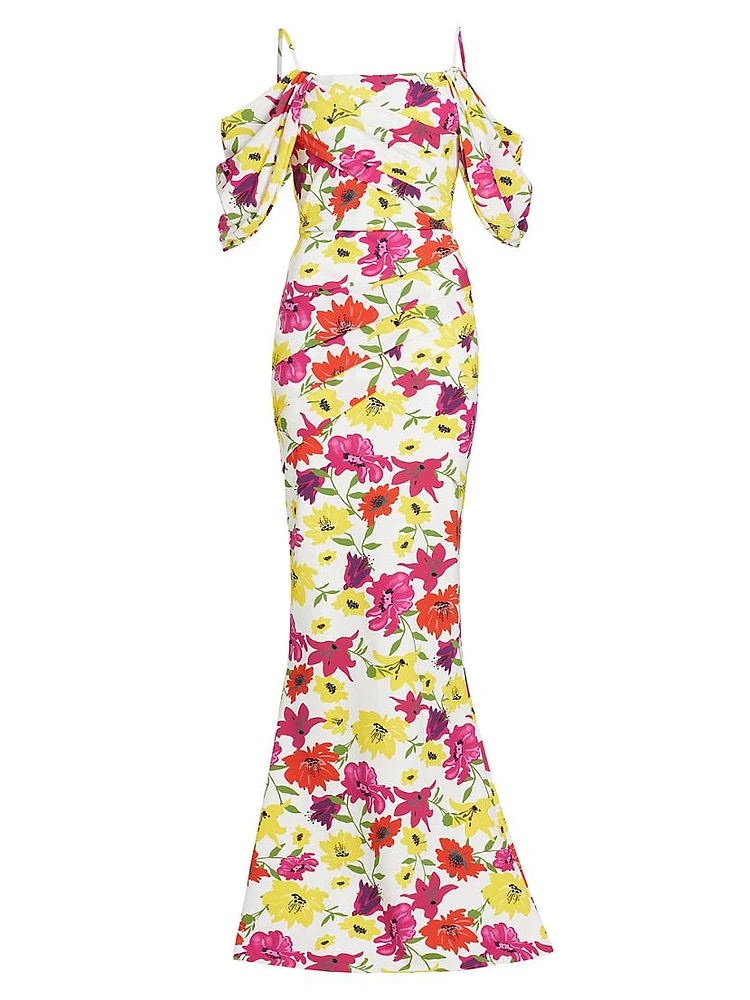 Unifila Draped Floral Gown