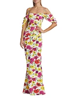 Unifila Draped Floral Gown