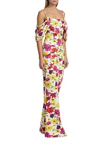 Unifila Draped Floral Gown