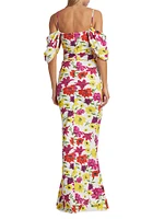 Unifila Draped Floral Gown