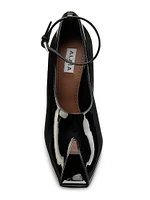 Square Toe Leather Pumps