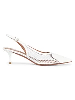 55MM Mesh Leather Slingback Pumps