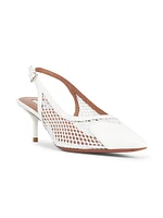 55MM Mesh Leather Slingback Pumps