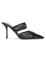 90MM Patent Leather & Mesh Mules