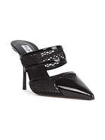 90MM Patent Leather & Mesh Mules