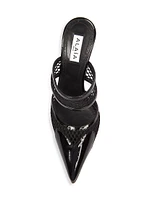 90MM Patent Leather & Mesh Mules