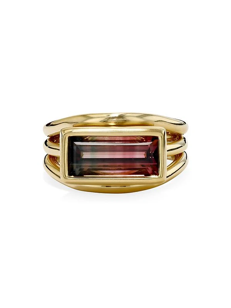 Continuum Moment I 18K Yellow Gold & Tourmaline Triple-Band Ring