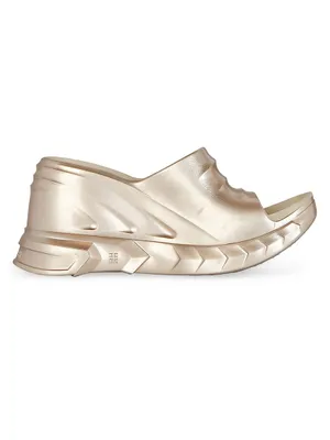 Marshmallow Wedge Sandals In Laminated Rubber