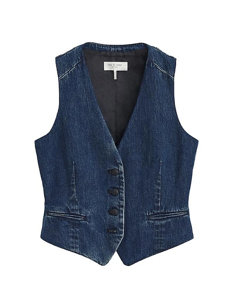 Priya Cropped Denim Vest