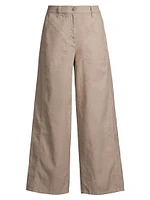 Cotton-Blend Wide-Leg Pants