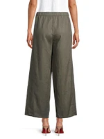 Linen Wide-Leg Ankle Pants