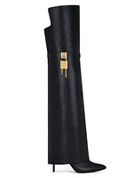 Shark Lock Stiletto Over-The-Knee Boots Leather