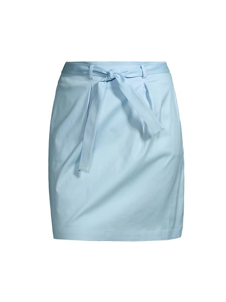 Belted Cotton-Blend Miniskirt