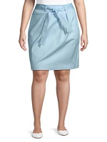 Belted Cotton-Blend Miniskirt