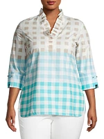 Ruffled Cotton Gingham Blouse