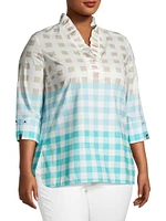 Ruffled Cotton Gingham Blouse