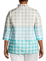 Ruffled Cotton Gingham Blouse