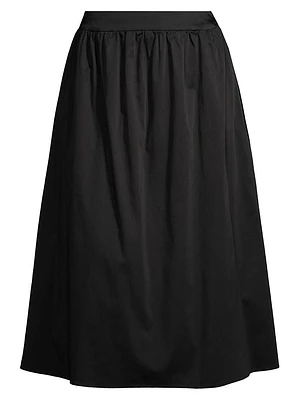 Pleated Cotton-Blend Midi-Skirt