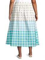 Cotton Gingham Midi-Skirt