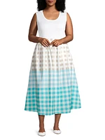 Cotton Gingham Midi-Skirt