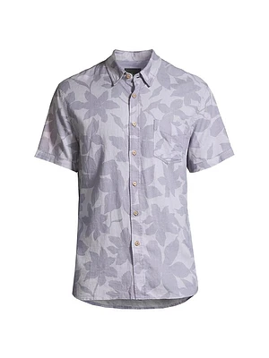 Carson Floral Linen-Blend Short-Sleeve Shirt