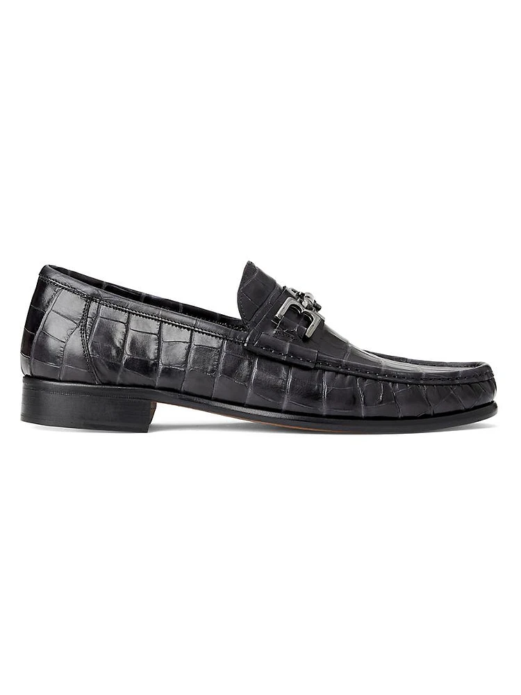 Trieste Crocodile-Embossed Leather Loafers