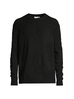 Skull Jacquard Crewneck Sweater