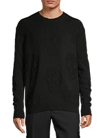 Skull Jacquard Crewneck Sweater