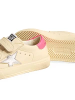 Girl's May School Star Leather Low-Top Sneakers