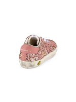 Girl's Super-Star Glitter Leather Sneakers