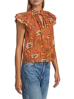 Annie Floral Flutter-Sleeve Top