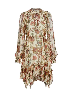 Anais Floral Silk Chiffon Minidress