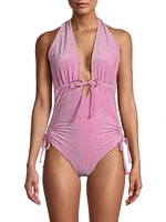 Glittery Halter One-Piece Swimsuit