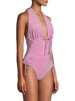 Glittery Halter One-Piece Swimsuit