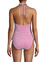 Glittery Halter One-Piece Swimsuit