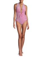 Glittery Halter One-Piece Swimsuit